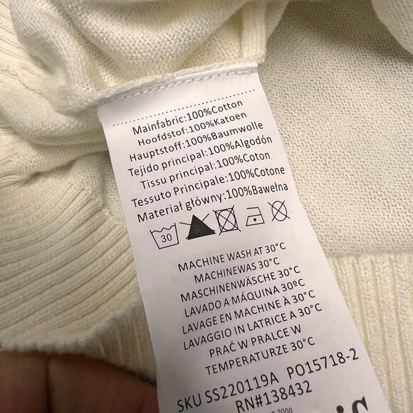 Collectif Cardigan Sweater Womens 8 White Flower Knit Collared Preppy Cropped - Picture 6 of 8